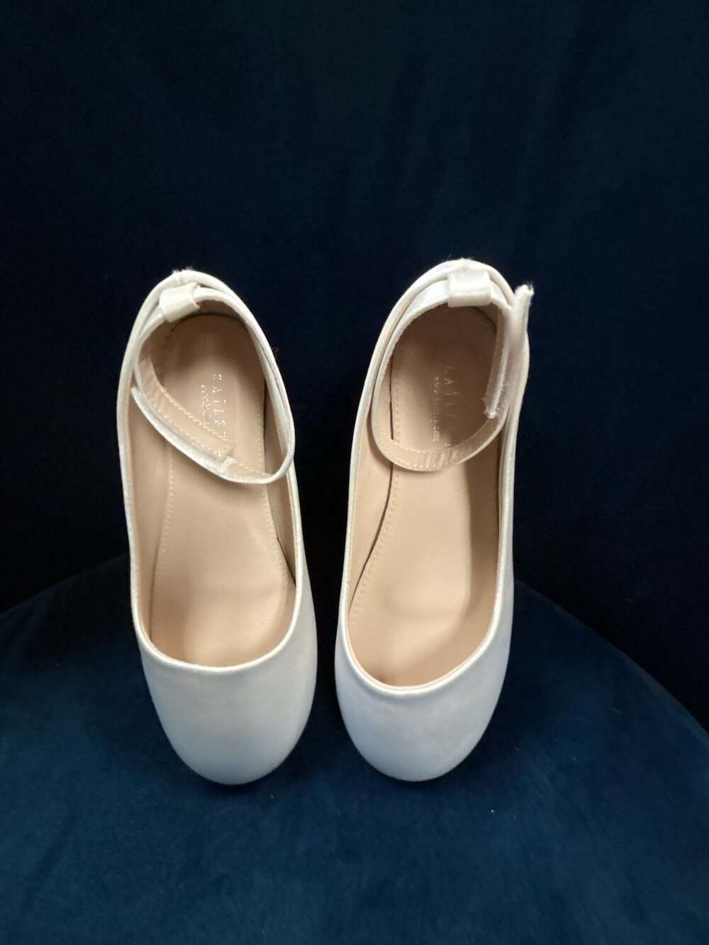 Kailee P. Flats Size 2 White Satin Ankle Strap
